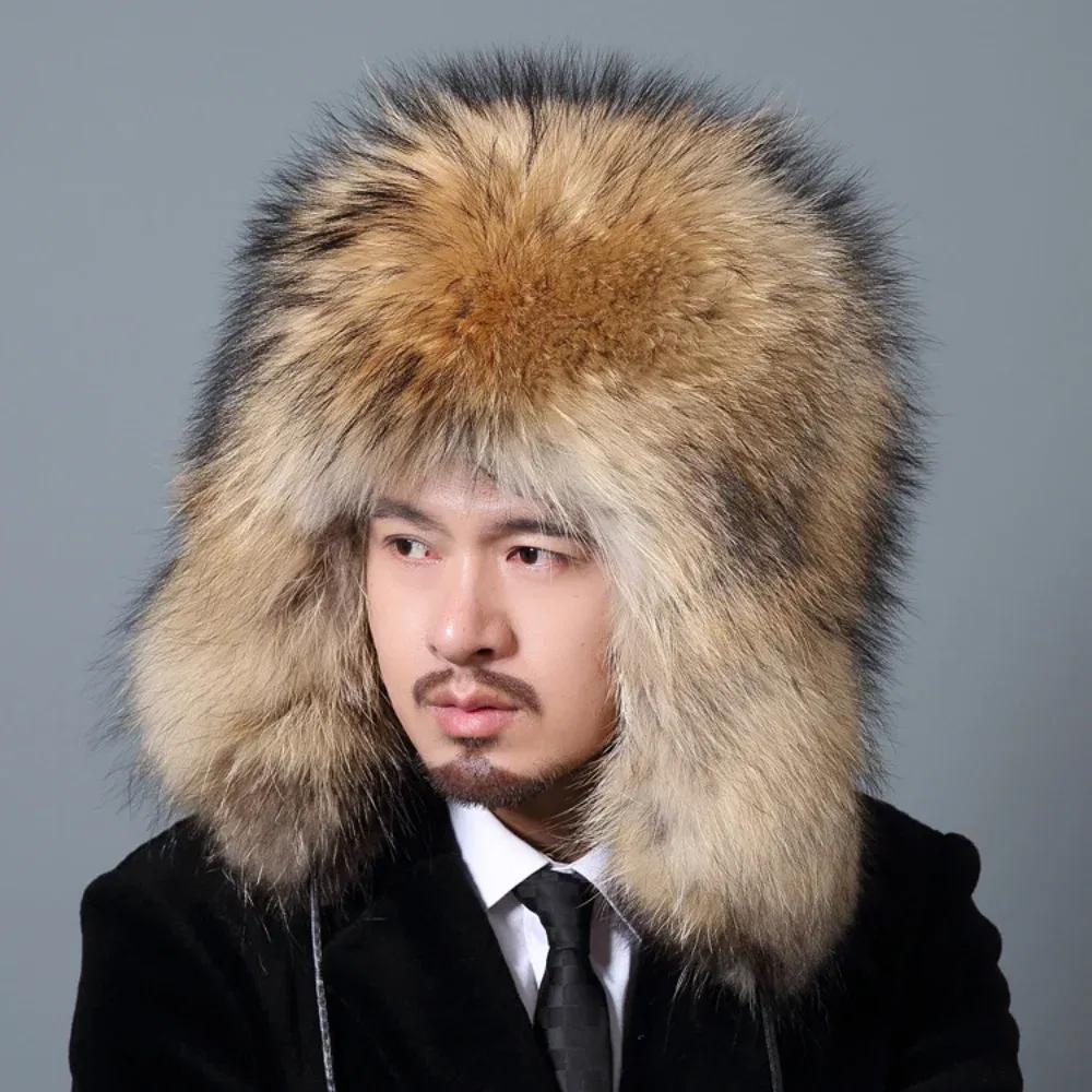 Color: Dark Grey, Hat Size: 56/57, Ships From: CHINA - Men Real Fur Beanies Hat Mongolian Hat Unique Process Fox Tail Design Luxury Winter Warm Hats For Fashion Men Bomber Hat