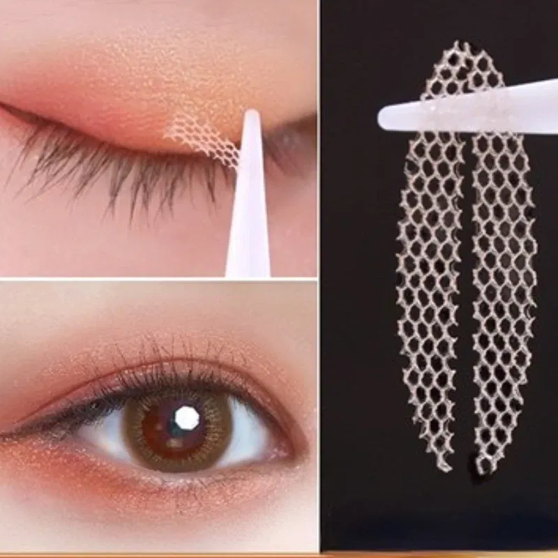 Color: Brushed Slate - Clear Beige Stripe Self-adhesive Natural Eye Tape Makeup Tool Invisible Double Fold Eyelid Lace Paste Eyelid Tape Sticker 240pcs