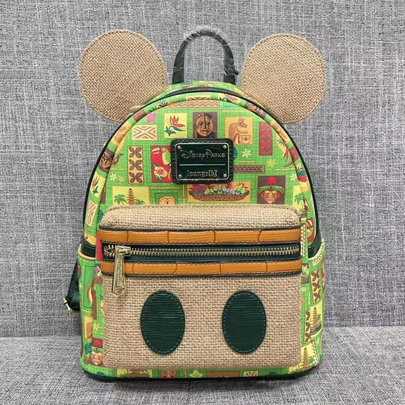 Color: Black - Disney Tinker Bell Women Double Strap Shoulder Bag Purse Cute Disney Princess Belle PU Leather Mickey Ariel Backpack