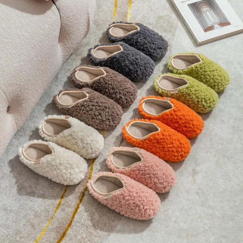 Color: Beige, Shoe Size: 40-41, Ships From: CHINA - Gacimy Women's Winter Fuzzy Slippers Indoor Warm Soft Sole Fluffy Home Slides Plush Women Flat Shoes Couple Fur Cotton Slippers
