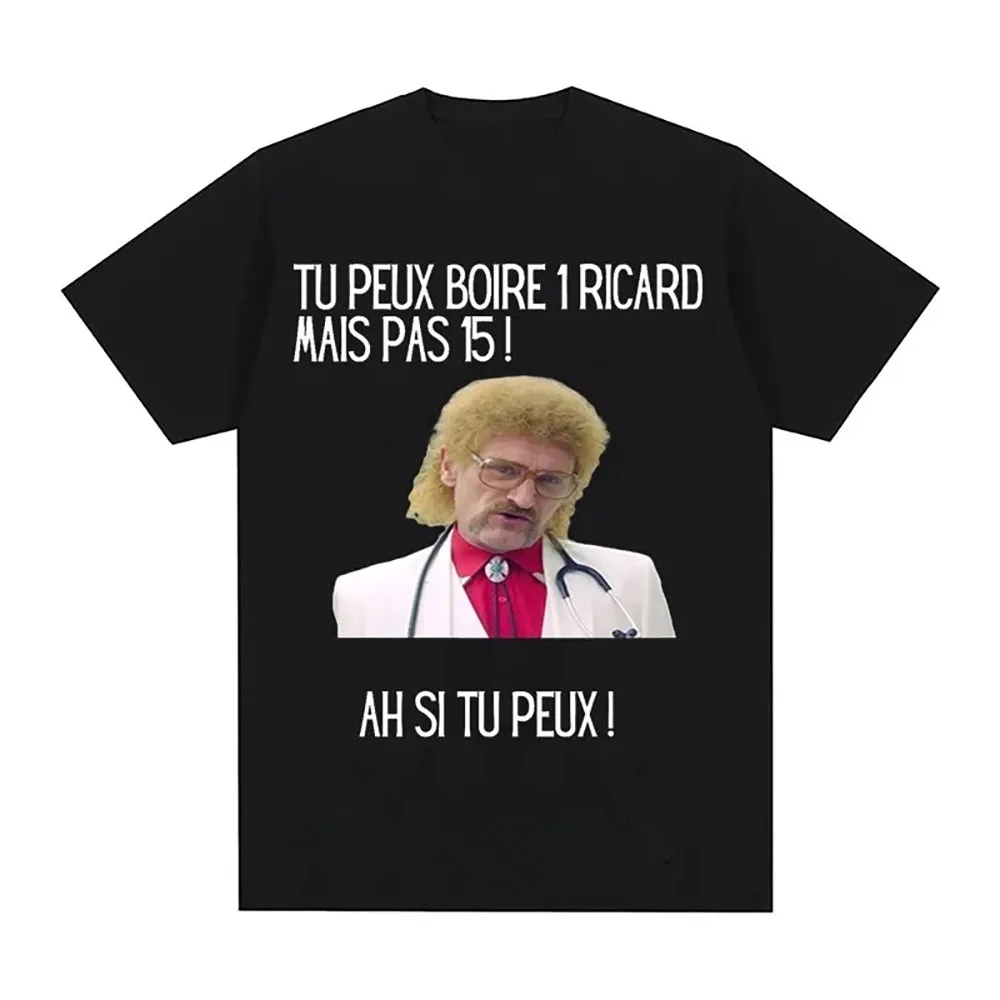 Color: black, Size: XS - Funny Cotton T-shirt Print You Can Drink A Ricard But Not 15 Graphic Black Classic Tops Summer Short Sleeve Premium Tees 01336