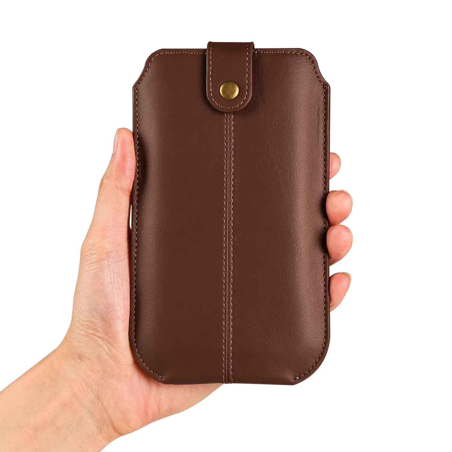 Color: black, Material: aluminum - Genuine Leather 7.2 Phone Pouch Belt Clip Case For iPhone 16 15 14 13 Pro Max,Samsung S24 S23 Plus,Redmi Note 12 Waist Bag Cover