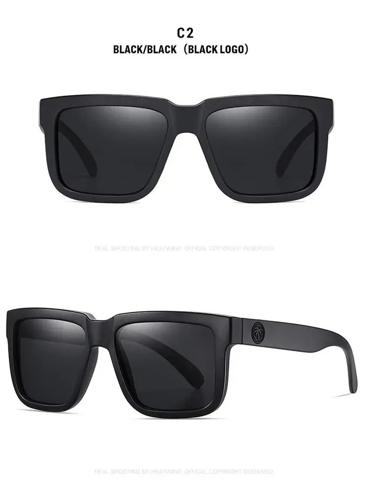 Lenses Color: Red - NEW High quality luxury Heat Wave brand Polarized sunglasses square Conjoined lens Women men sun glasses UV400HW02