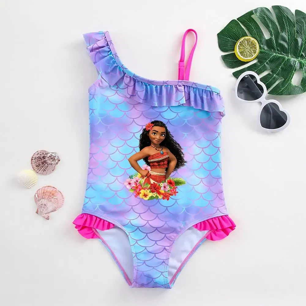Color: WHITE, Kid Size: 3M - Moana Baby Girl Mermaid Fish Scale Print Swimsuit One-Piece Swimwear Toddler Bathing Suit Beach Outfit