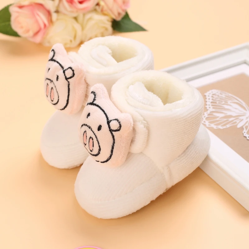 Color: Navy Blue, Baby Age: 13-18 Months - Winter New Cute Cartoon Baby Booties Boy Girl Boots Cotton Soft-Sole Non-Slip Warm Toddler First Walkers Infant Crib Shoes