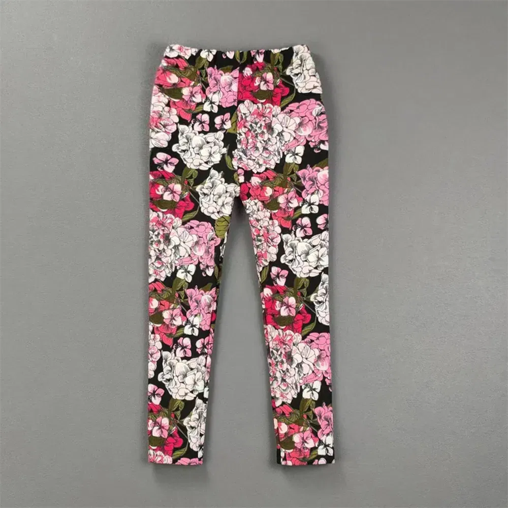 Color: Rose Red, Kid Size: 6 - 2-11Y Girls' Pants Autumn and Winter Slim Fit Warm Bottom Pants Thickened Velvet Printed Children's Pants Baby Casual Pants