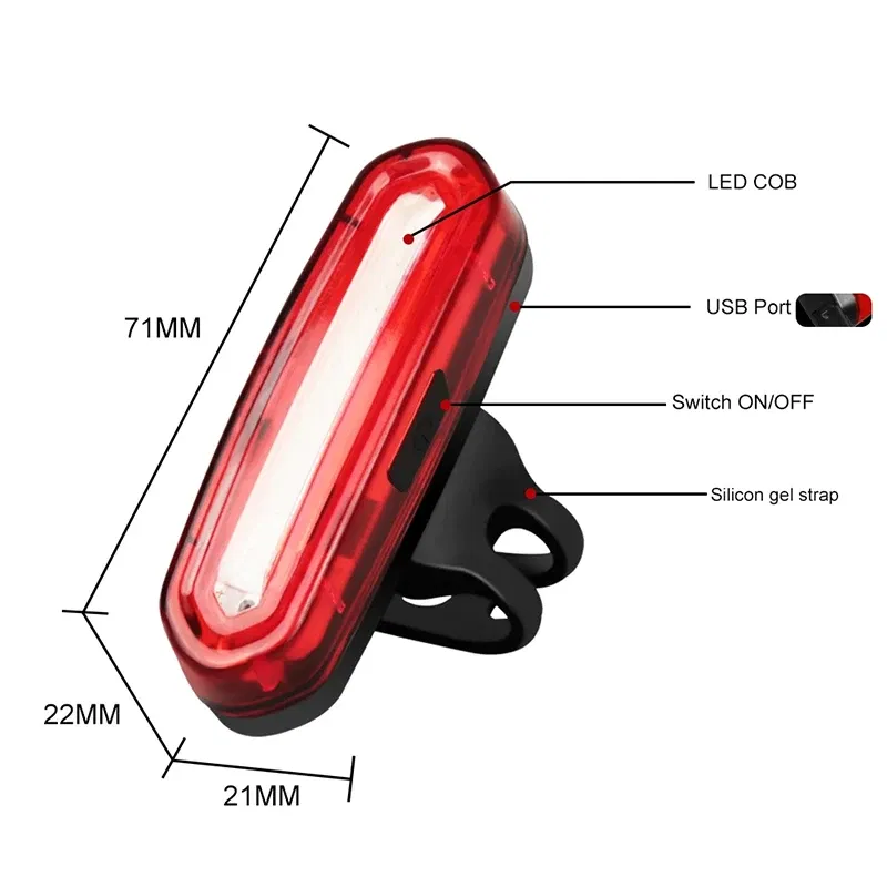 Color: Red - Cycling Tail Light Outdoor Highlight USB Charging Mountain Led Warning  Bike Lights Tail Lamp Rear Light Bicycle Accessories