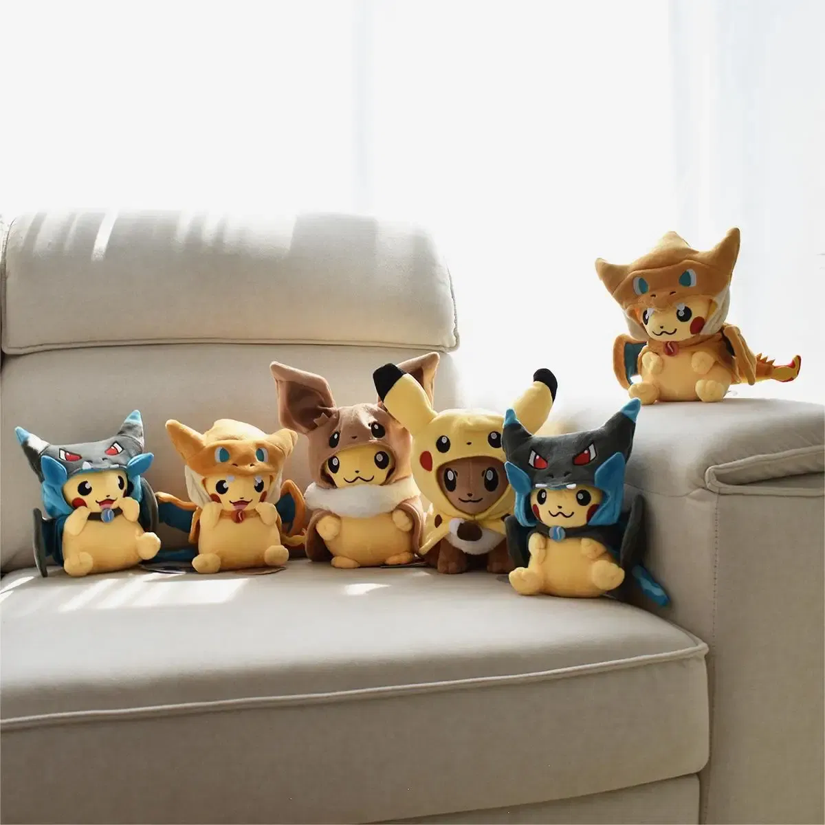 Color: Red - Pokemon Pikachu Cosplay Toys Charizard Snorlax Garchomp Tyranitar Hydreigon Anime Stuffed Plush Cartoon Peluche Dolls