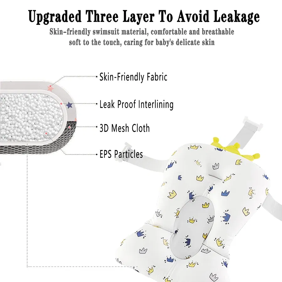 Color: Red - Baby Bathtub Pad Ajustable Bath Support Seat Mat Shower Cushion Newborn Foldable Baby Bath Seat Floating Security Water Pad