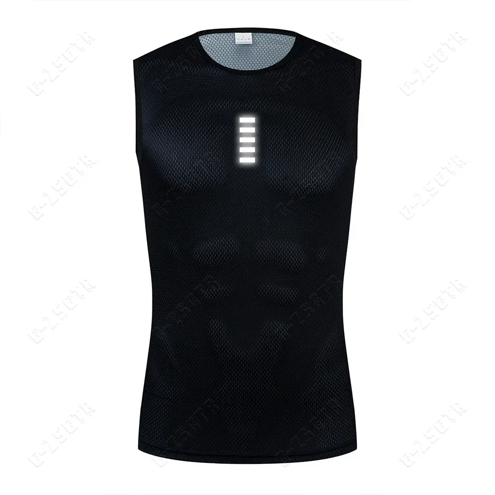 Color: Blue, Size: XXXL - Reflective Cycling Base Layers White Cycling Undershirt Quick Dry Vest Sport Underwear Tight Vest High Elastici Vest Bike Jersey
