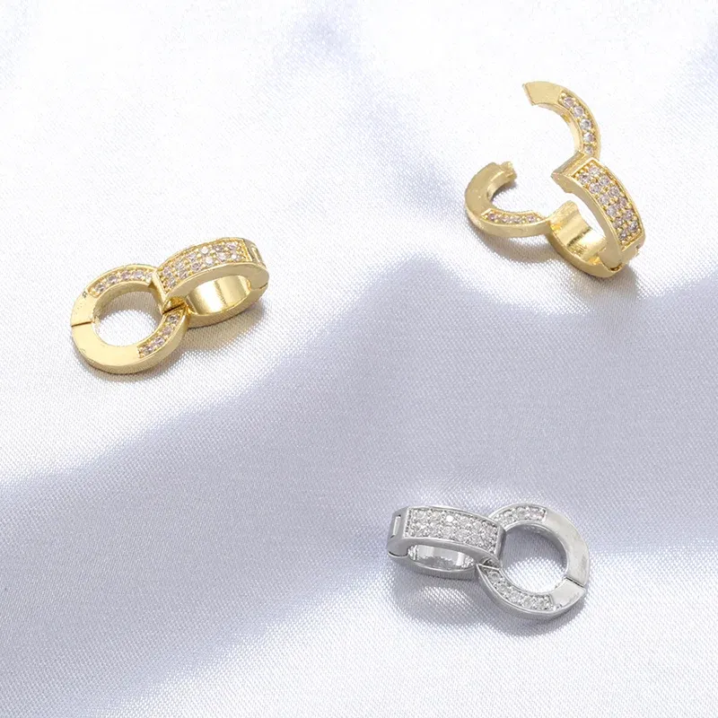 Color: Yellow - ZHUKOU NEW gold color round hooks for women DIY handmade necklace Jewelry hooks accessories supplies wholesale VK129