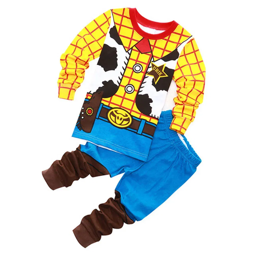Color: Gold, Kid Size: 5 - MINISO Disney Boys Girls Pajamas Sets Kids Toddler 2 to 3 4 5 6 7 Years Cotton Long Sleeve Spring Fall Children Homewear Pijamas