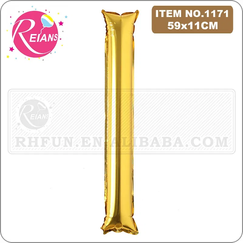 Color: light green, Shape: X - 2pcs/lot Inflatable Balloon Stick Clapper Cheer leading Cheering Party Noise Make Aluminum foil multicolor inflatable Balloon