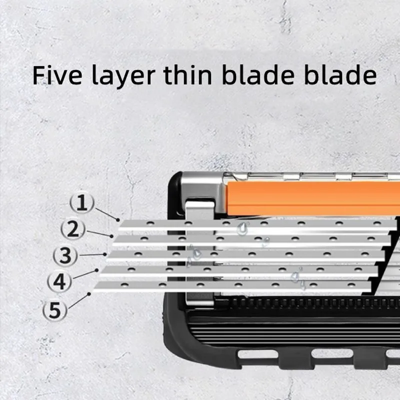 Color: Silver - 4/12/24 Pcs 5-layer Men's Razor Fusion Pro Power Shaving Shaver Male Face Beard Hair Trimmer 5 Layer Blades Replacement Refills