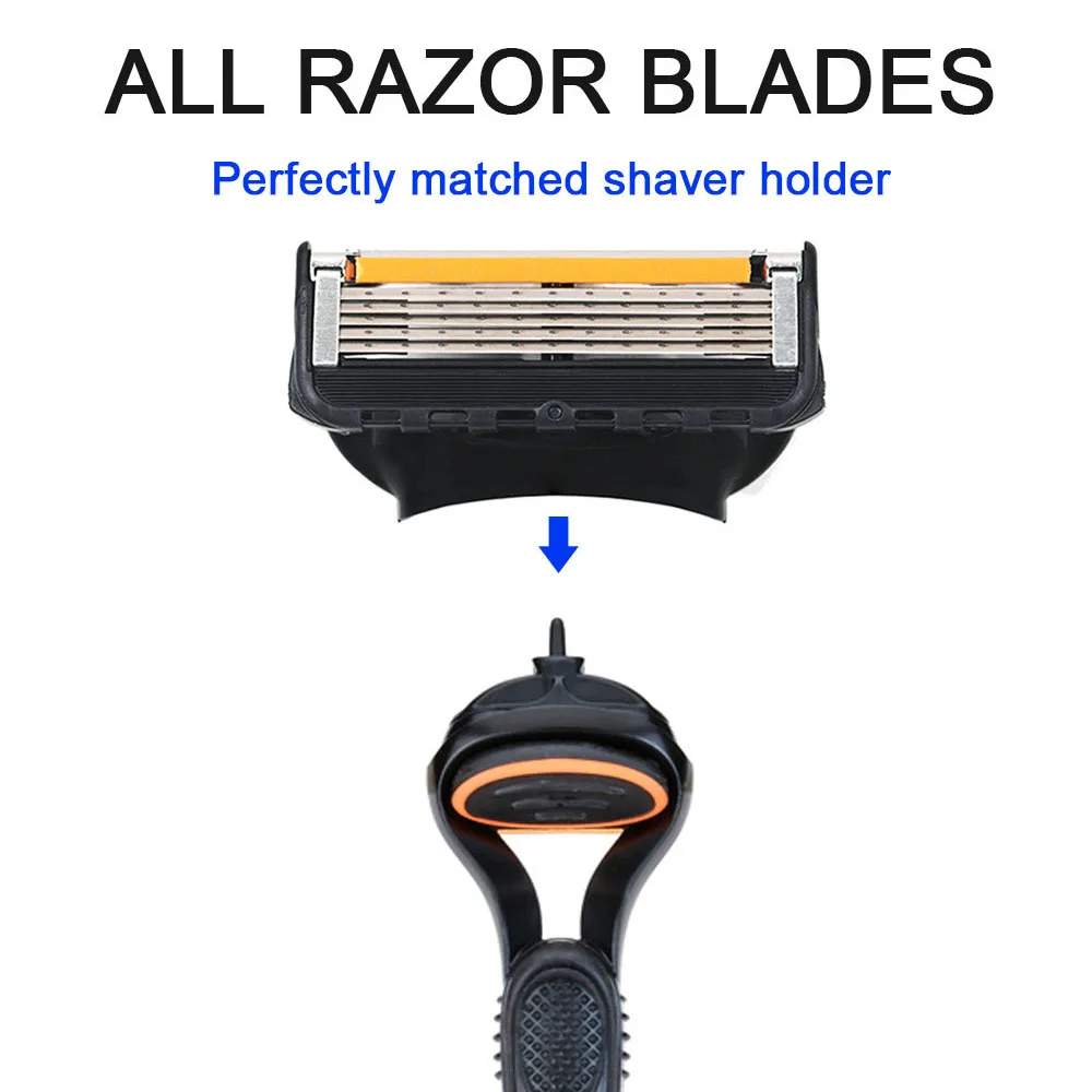 Color: Silver - 4/12/24 Pcs 5-layer Men's Razor Fusion Pro Power Shaving Shaver Male Face Beard Hair Trimmer 5 Layer Blades Replacement Refills