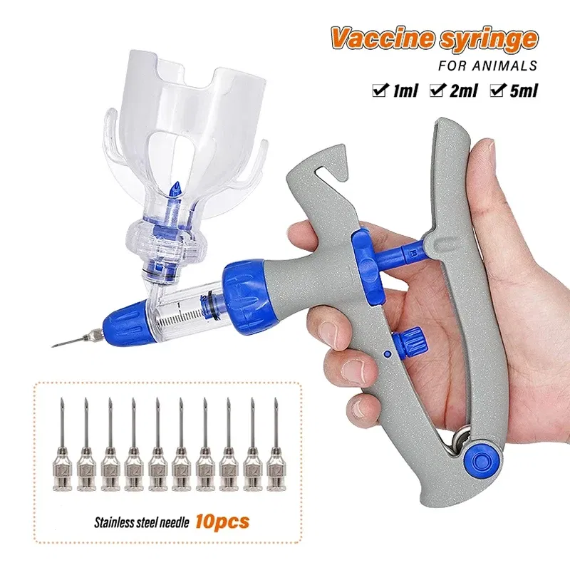 Color: Yellow - 1-10ml Automatic Veterinary Continuous Syringe Animal Injection Adjustable Vaccine for Livestock Pig Cattle Sheep Chicken