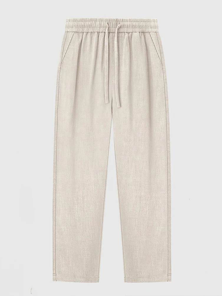 Color: SKY BLUE, Size: S - Straight Casual Cotton Linen Pants Men Wide Leg Lightweight Baggy Cotton Sweatpants Male Walking Jogger Trousers Work
