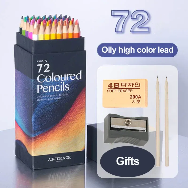 Color: army green - 12/24/48/72 Colors Color pencil  DIY set includes: Wooden Color Pencil Sharpener Eraser School Office Supplies Art Stationery