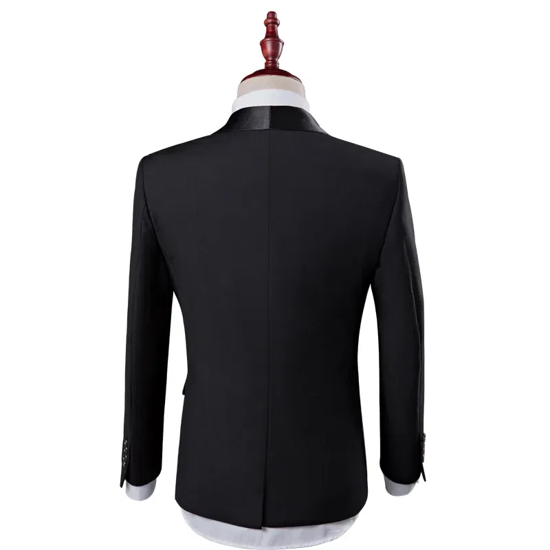 Color: Blue, Size: XL - Shenrun Men Tuxedo Slim Fit Fashion Suit Wedding Shawl Lapel 3 Pieces Skinny Single Breasted Jacket Party Prom Singer Costume