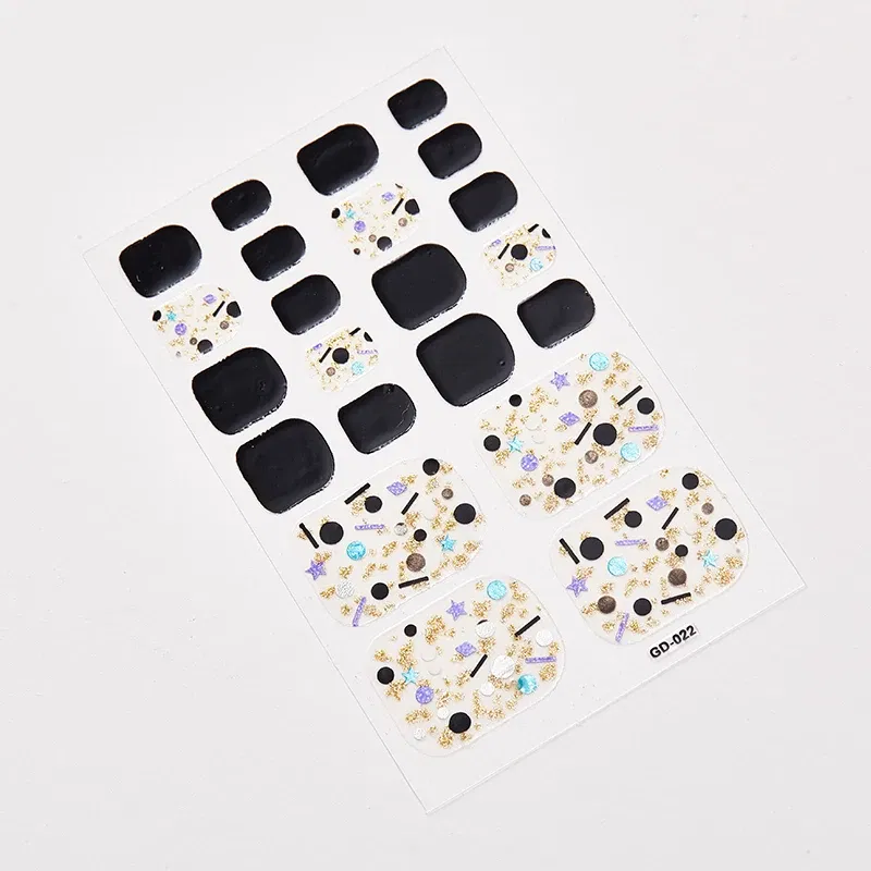 Color: light yellow - 22 Tips/Sheet Sticker For Nails Nail Accesoires Designer Nail Decals Nail Decoration Adesivos Nail Tape Full Beauty Nail Tips
