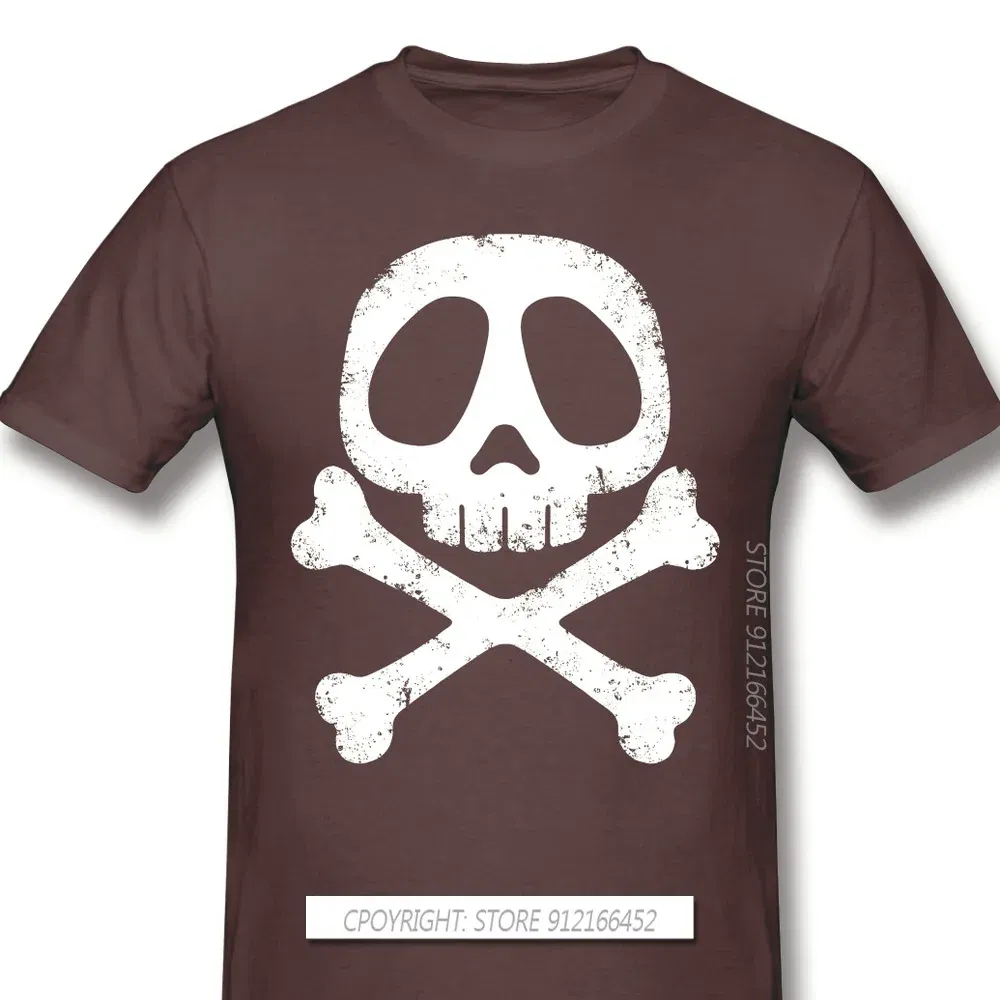 Color: Brown, Size: S - Cool Black TShirt Space Pirate Captain Harlock Arcadia Kei Yuki Anime Homme T-Shirts Tee Pure Cotton Oversize Short Sleeve