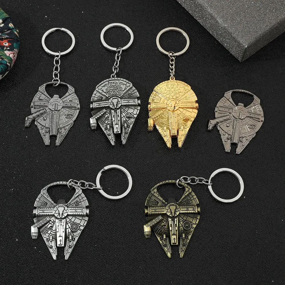 Color: green, Ships From: CHINA - Disney Star Wars Keychain Spaceship Darth Vader Robot BB 8 Metal Pendant KeyRings Beer Bottle Opener Movie Jewelry for Men Gifts