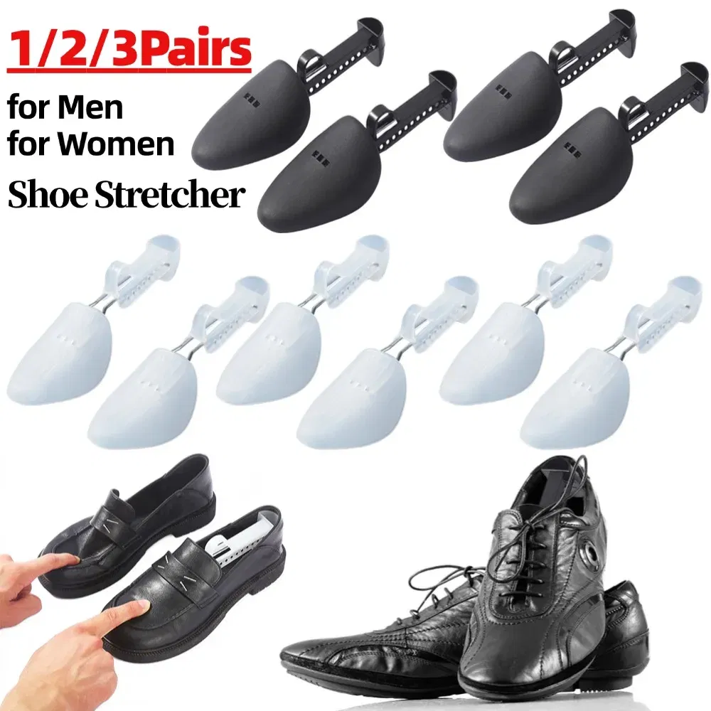 Color: WHITE - 1/2/3Pair Plastic Shoe Stretcher for Men Women Leather Shoes Adjustable Portable Shoe Tree Stretcher Boots Rack Anti-deformation