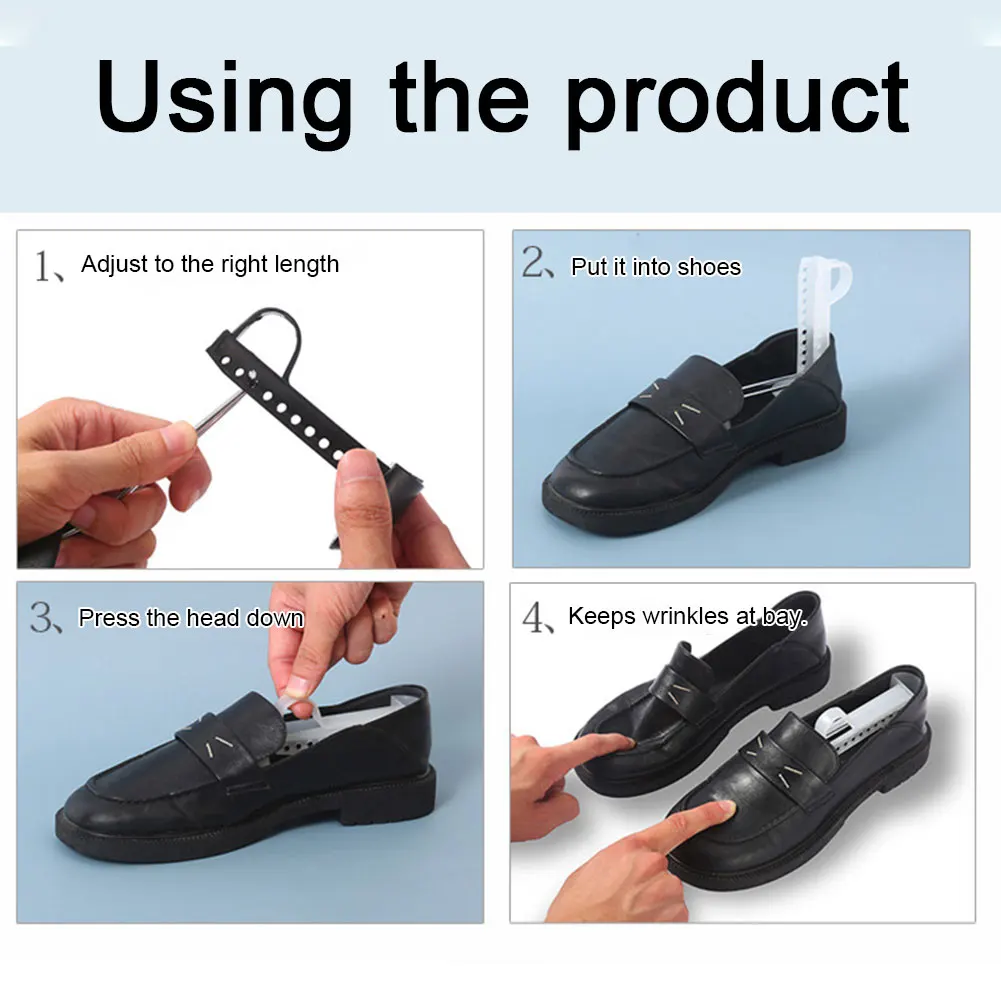 Color: WHITE - 1/2/3Pair Plastic Shoe Stretcher for Men Women Leather Shoes Adjustable Portable Shoe Tree Stretcher Boots Rack Anti-deformation