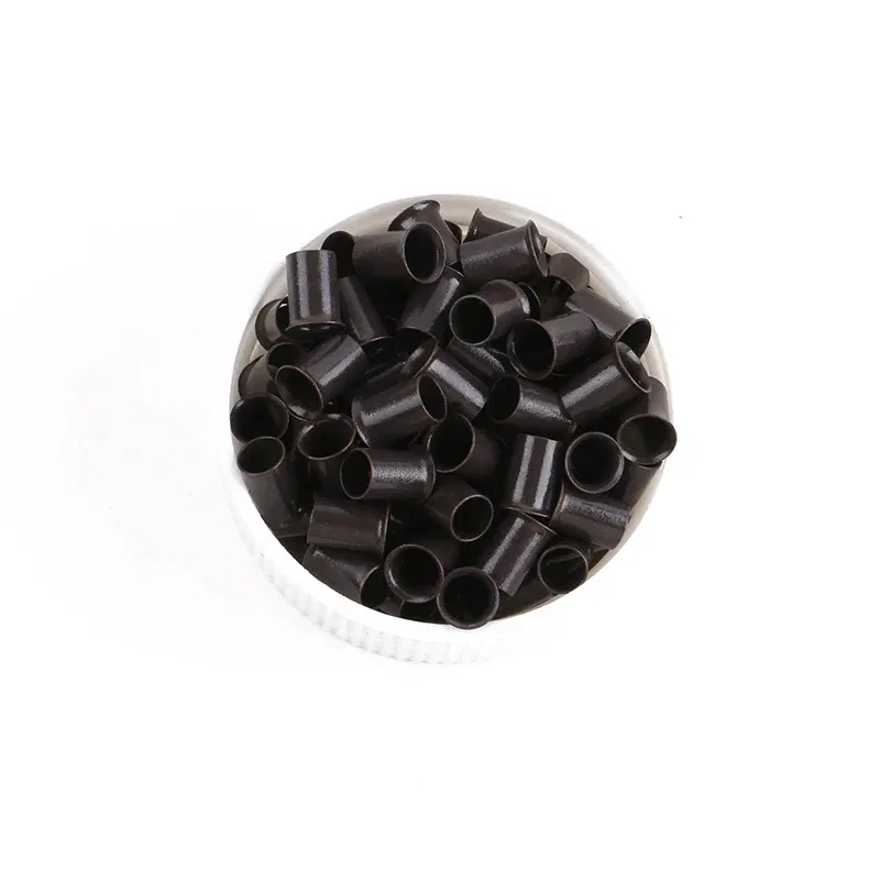 Color: Silver - 10000pcs/bag 4.0*3.6*6.0mm Copper Flared Flaring Micro Rings Tube Euro Locks for feather human hair extensions tools accessories