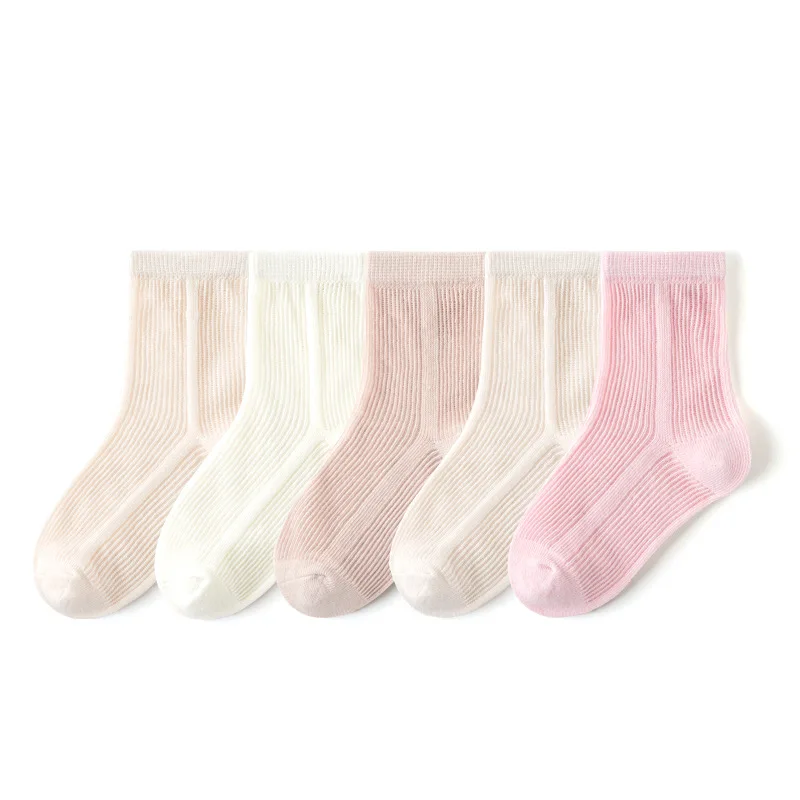 Color: black, Size: 10-12T - 5 Pairs Baby Socks Summer Cotton Socks Thin Mesh Sock Boys Girls Crew Socks Solid Color