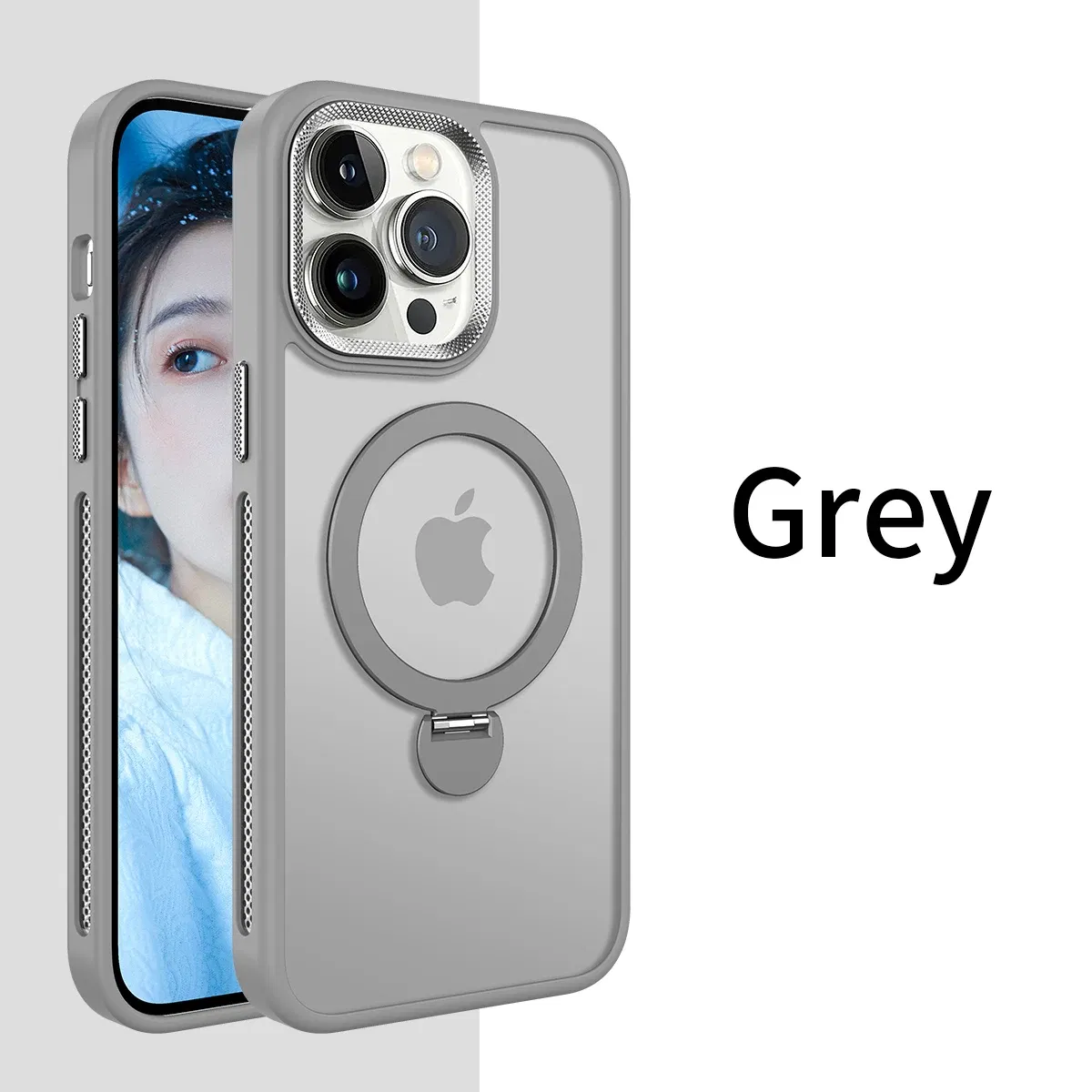 Color: Blue, Material: ABS - For iPhone 15 Pro Max 360?° Rotation Magnetic Holder Stand Matte Phone Case For iPhone 11 12 13 14 15 Plus Heat Dissipation Cover