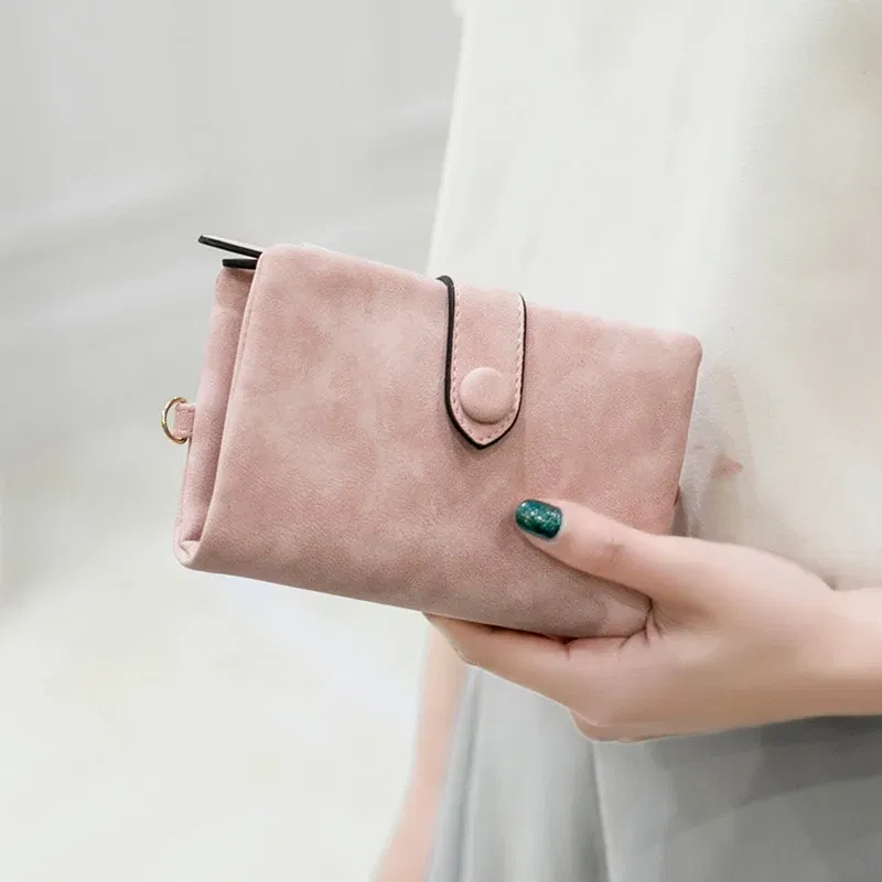 Color: DEEP BLUE - MIYIN 2024 New Wallet Women's Short Korean Cute Buckle Double Discount Multi Card Change Handbag