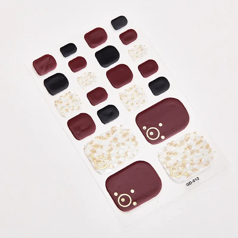 Color: Pink - 22 Tips/Sheet Valentines Loveliness Full Cover Nail Stickers Fashion Nail Stickers Nail Sticker Set Designed Nail Tape Shiny