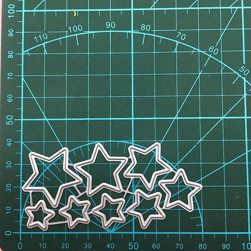8Pcs Five-Pointed Star Metal Cut Dies Stencils for Scrapbooking Stamp/Photo Album Decorative Embossing DIY Paper Cards