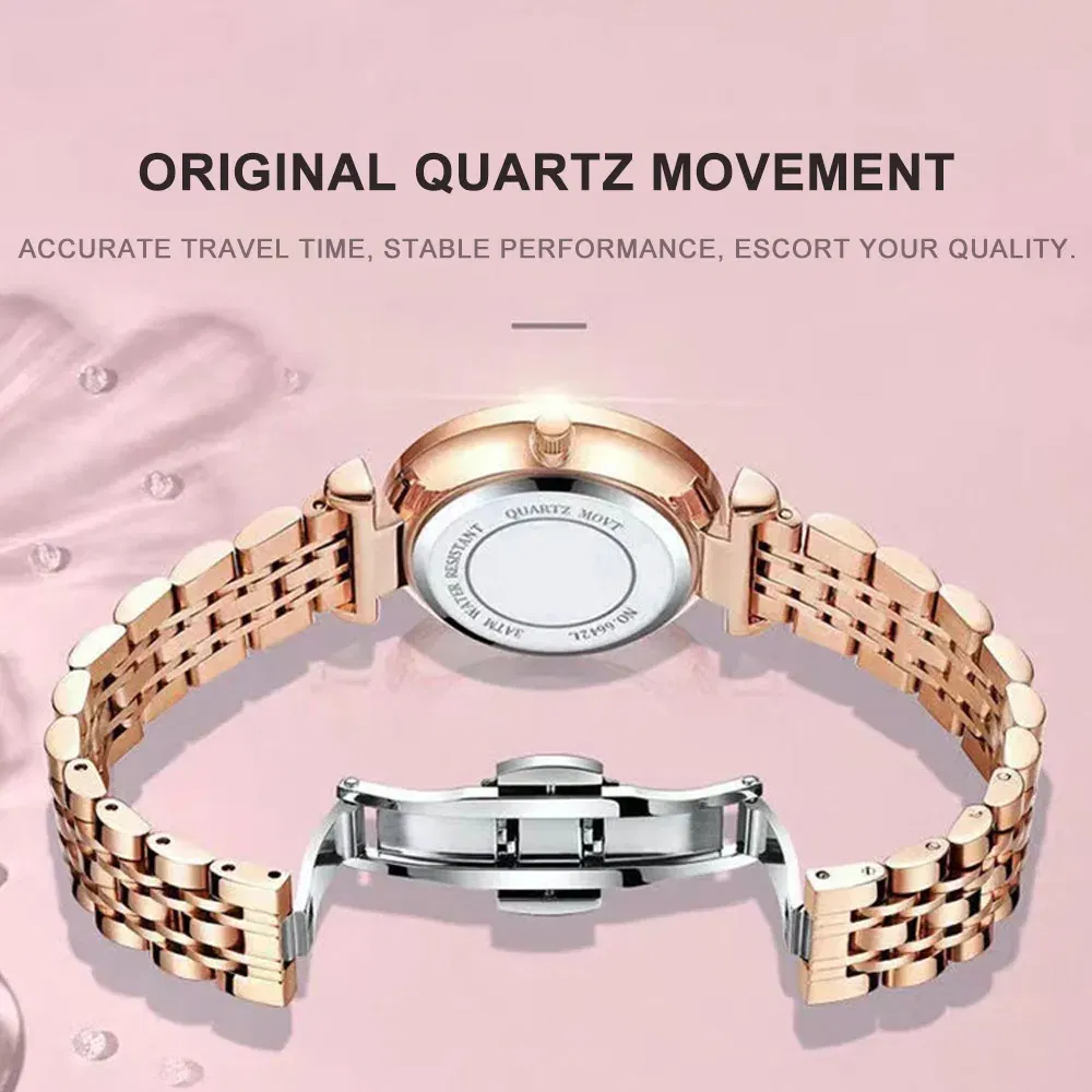 Color: BRONZE - POEDAGAR Luxury Woman Wristwatch Elegant Waterproof Stainless Steel Watch for Ladies Dress Diamond Quartz Women's Watches Reloj