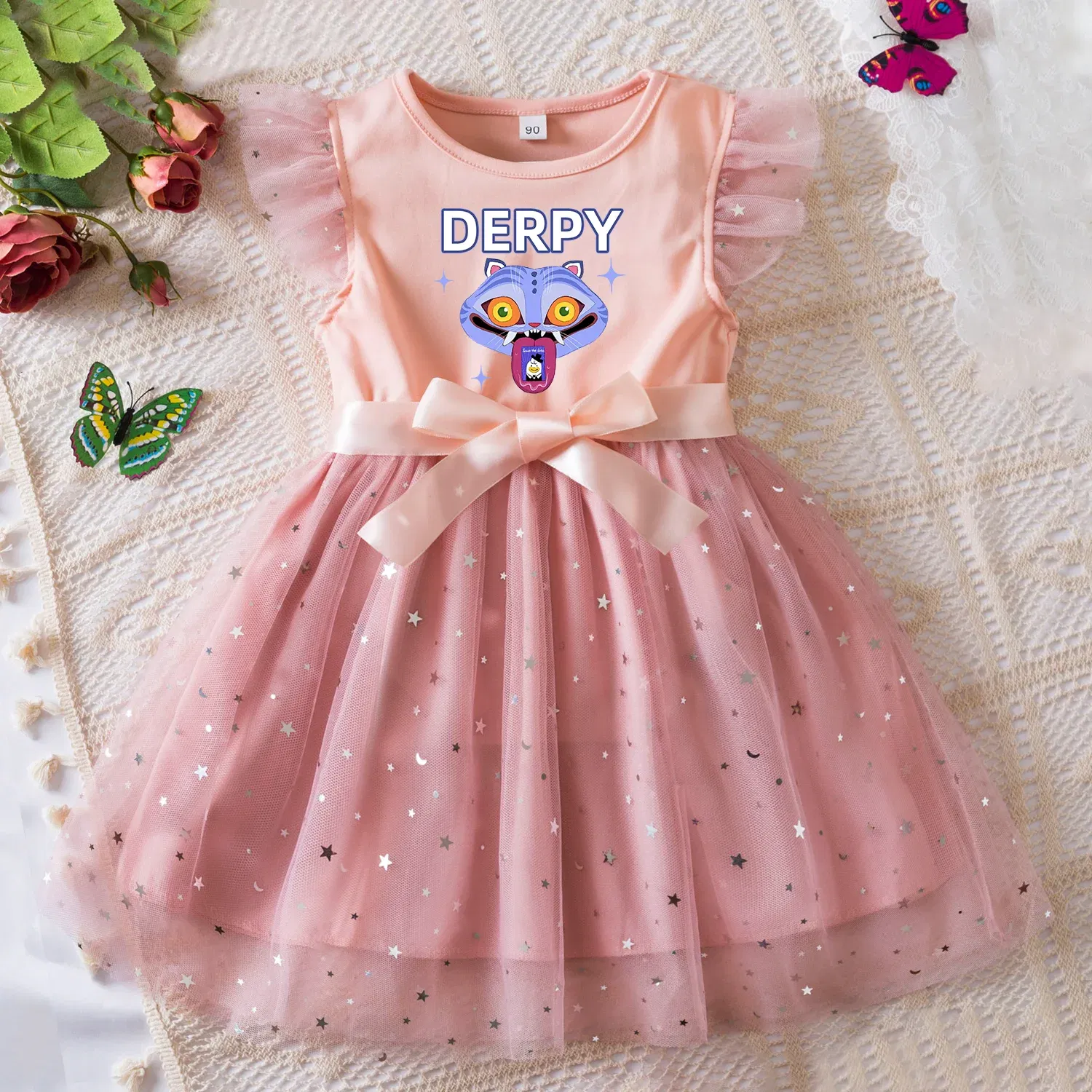 Color: Pink, Size: One Size, Height: 170 - KPop Demon Hunters Girls Dress Kids Party Halloween Carnival Birthday Party Clothes Princess Tutu Dresses Costume Children Gift