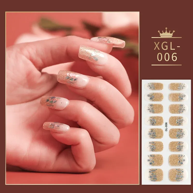 Color: VIOLET - 1 Sheet Glitter Nail Stickers Nail Art Polish Stickers Nail Tips Nail File Adhesive Wraps Manicure Decal Strips Drop Shipping