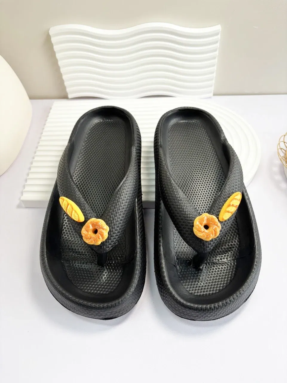 Color: Chrome yellow, Shoe Size: 36-37 - Summer Multi Color Women's Flip Flops Fashionable Metallic Teddy Bear Bow Slide Sandal Beach Vacation Home Versatile Footwear
