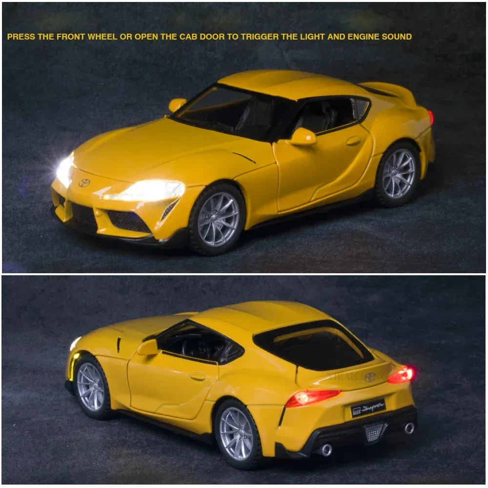 Color: black - 1:32 Toyota GR SUPRA Diecast Alloy Car Model High Simulation Metal Toy With Sound Light Pull Back For Kid Children Collection