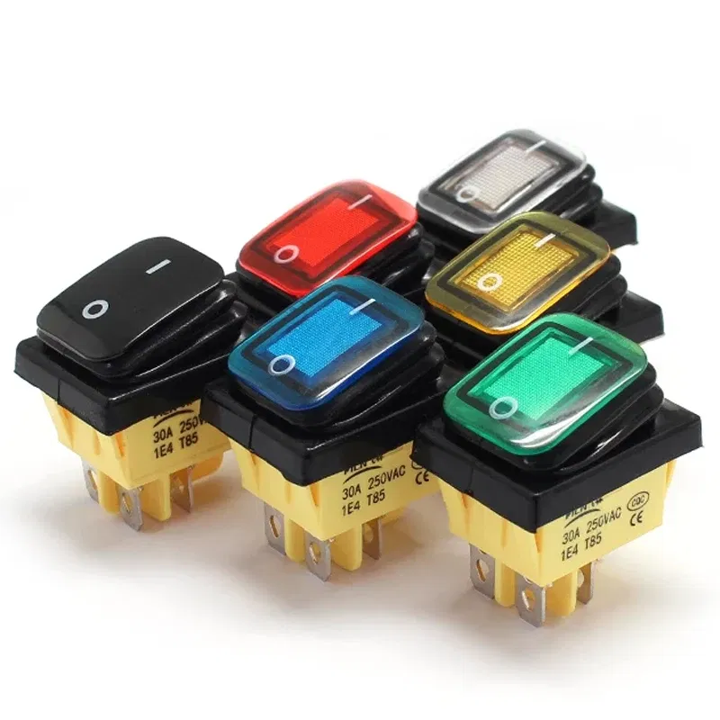 Heavy Duty 4 pin DPST IP67 Sealed Waterproof T85 Auto Boat Marine Toggle Rocker Switch with LED 12V 220V 30x22