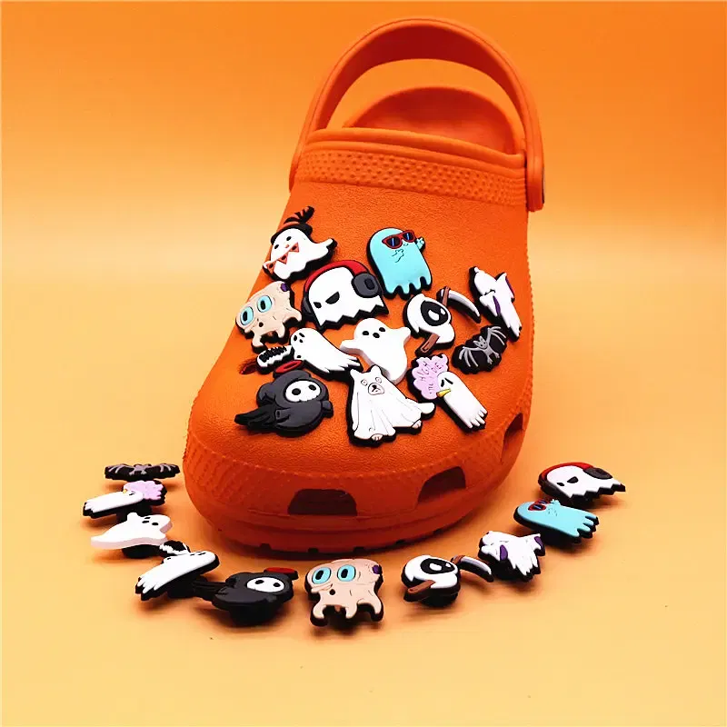 Color: Beige, Ships From: CHINA - 1pcs Funny Cute Ghosts Shoes Charms Jeans Magic Shoe Badges Buckle Lovely Death Shoe Upper Clip Decorations Kids Gifts Wholesale