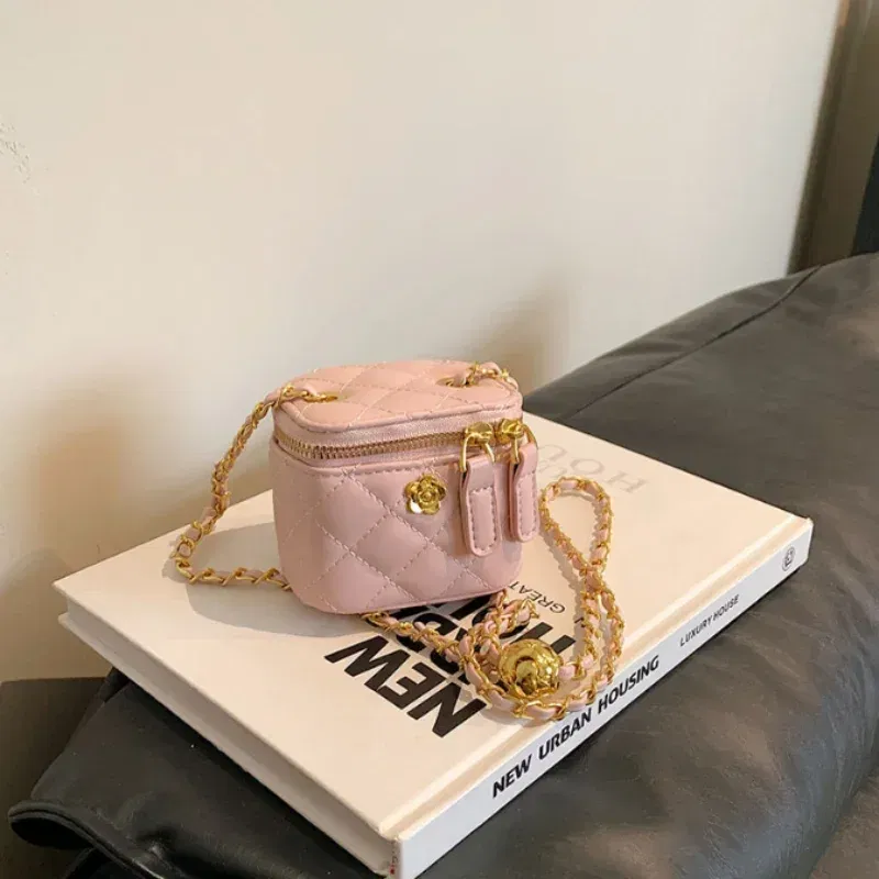 Color: SKY BLUE - New Fashion  Children's Bag Girl Baby Lingge Chain Bag Girl Crossbody Bag Handbag Bags For Girls  Free Shipping  Kids Bag