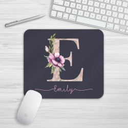 Personalized Initial Floral Mouse Pad