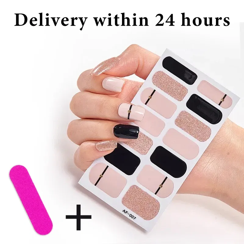 Color: Black - Full Cover Nail Stickers Nail Polish Nail Decoration Nails Sticker Designer Self Adhesive Nail Sticker Creative Nail Art Sticker