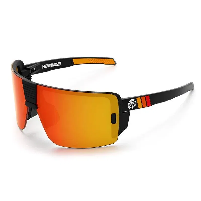 Lenses Color: Gold, Frame Color: BROWN - NEW High quality luxury Heat Wave brand sunglasses square Conjoined lens cycling Women men sun glasses UV400
