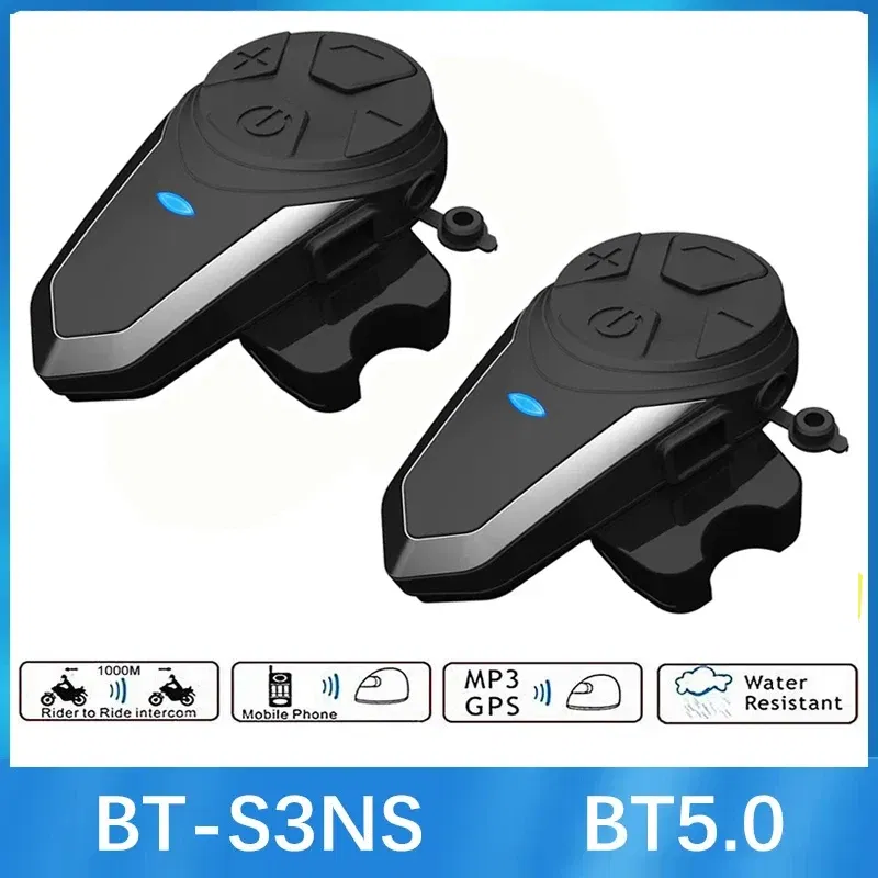 Color: Blue - BT-S3NS Motorcycle Helmet Intercom Moto Helmet BT5.0 Headset Waterproof Intercomunicador BT Interphone FM