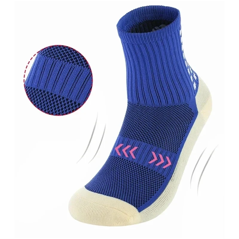 Color: Blue - Anti-Slip Football Socks Men Women Sports Socks Breathable Silicone Bottom Soccer Outdoor Sport Running Cycling Grip Socks