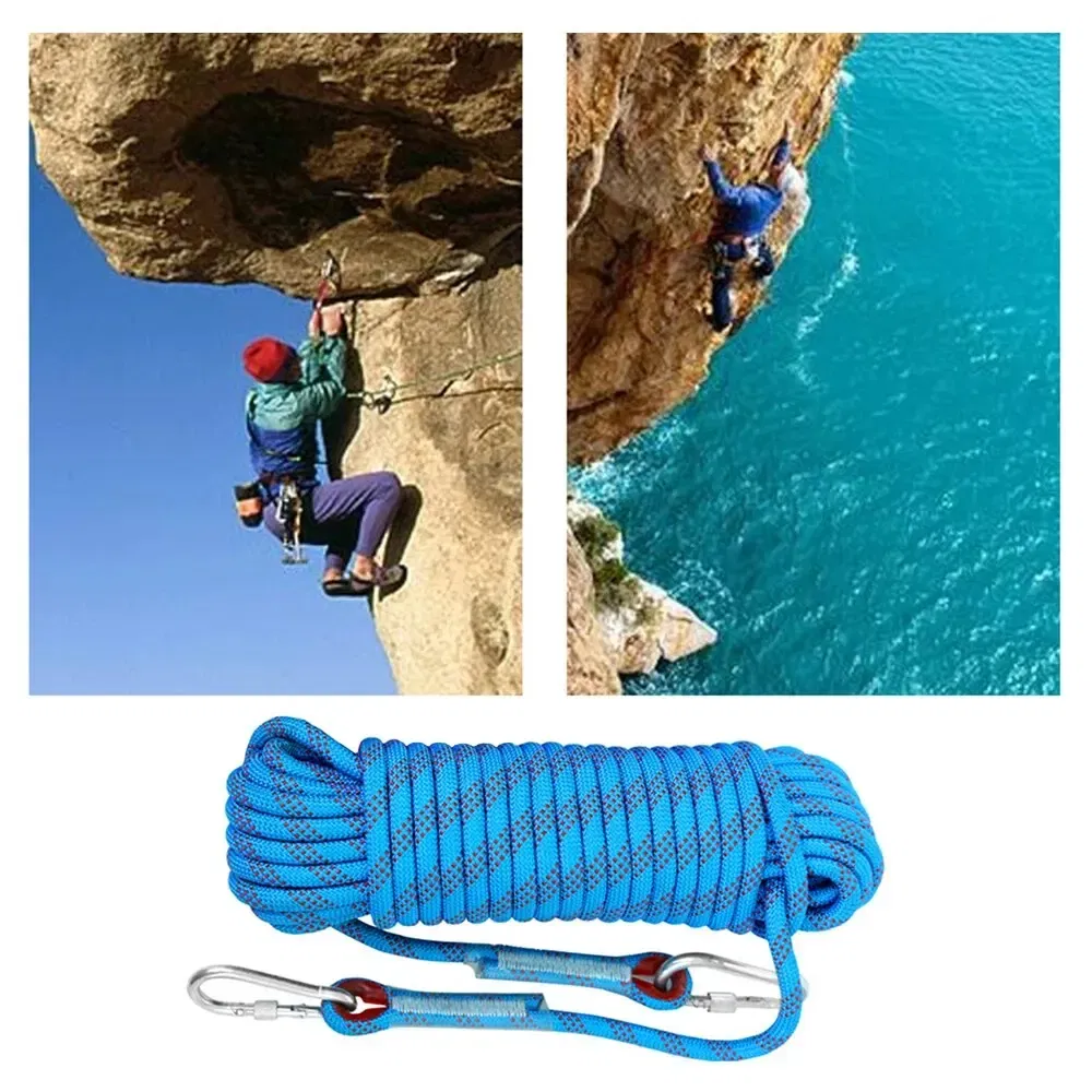 Color: Gold - Tomshoo 10mm Rock Climbing Rope 10M/20M/30M Outdoor Static Rapelling Rope for Fire Rescue Safety Escape Climbing Accessories