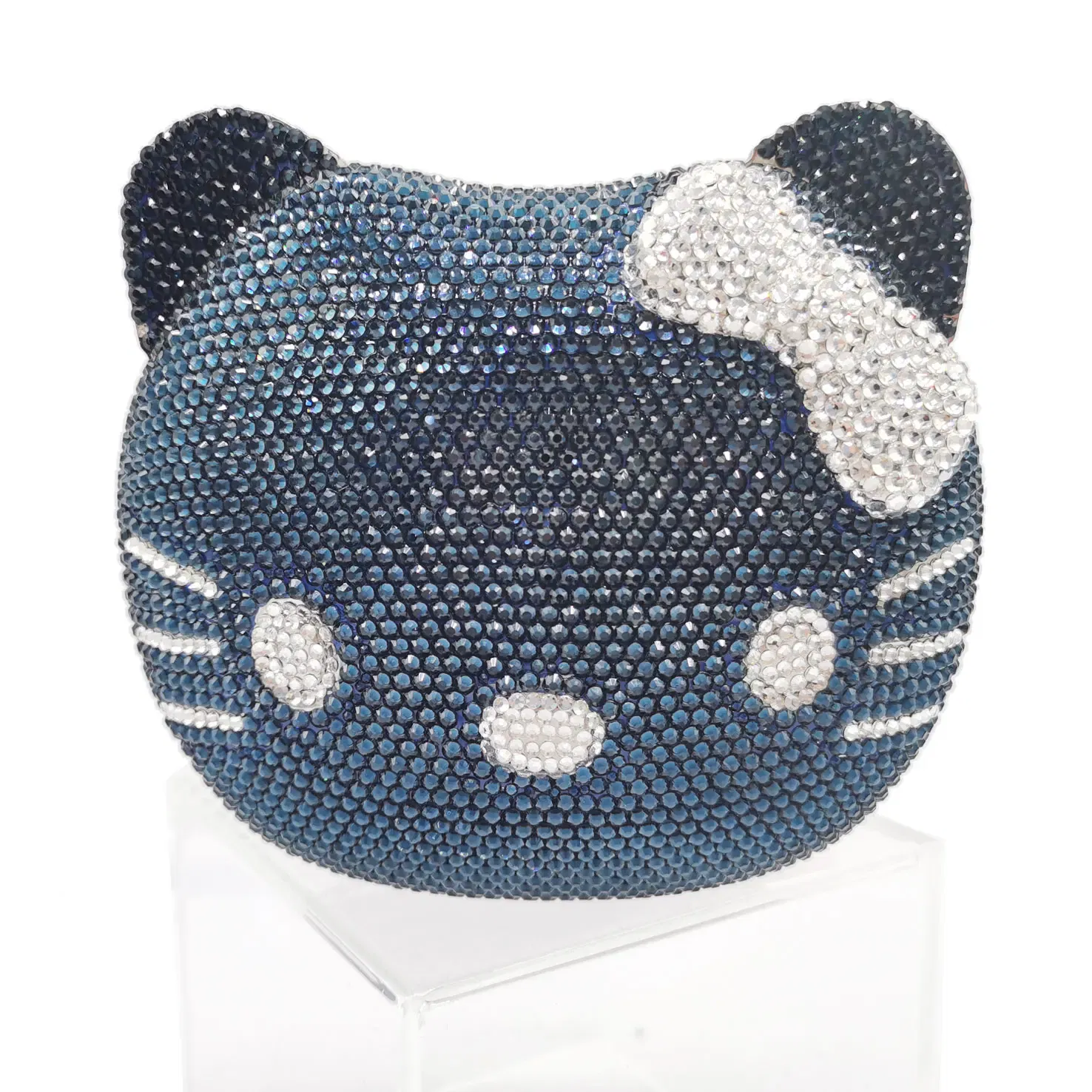 Color: SKY BLUE - Luxury Navy Blue Crystal Animal Evening Bags Cat Designer Party Purse Ladies Clutch Bags Women Handbags