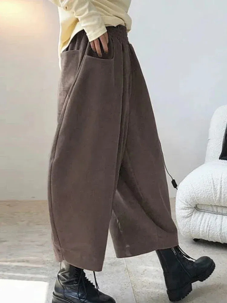 Color: SKY BLUE, Size: 4XL - 2023 Autumn Casual Harem Pants Women Cotton High Waisted Trousers Retro Loose Bloomers Women's Oversize Pants Baggy Sweatpants